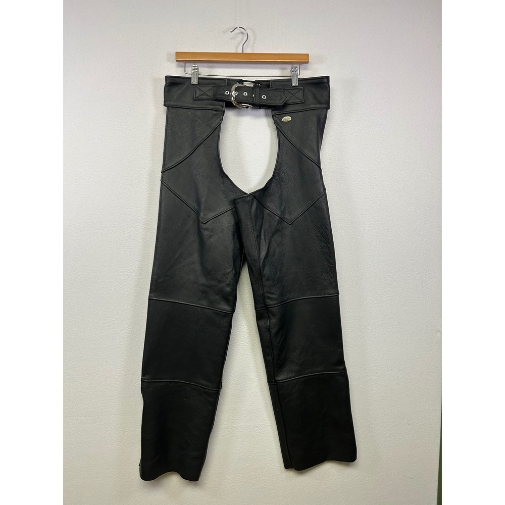 Biker Moto Harley Davidson Unisex Medium Black Leather Riding Chaps 98480-97VM